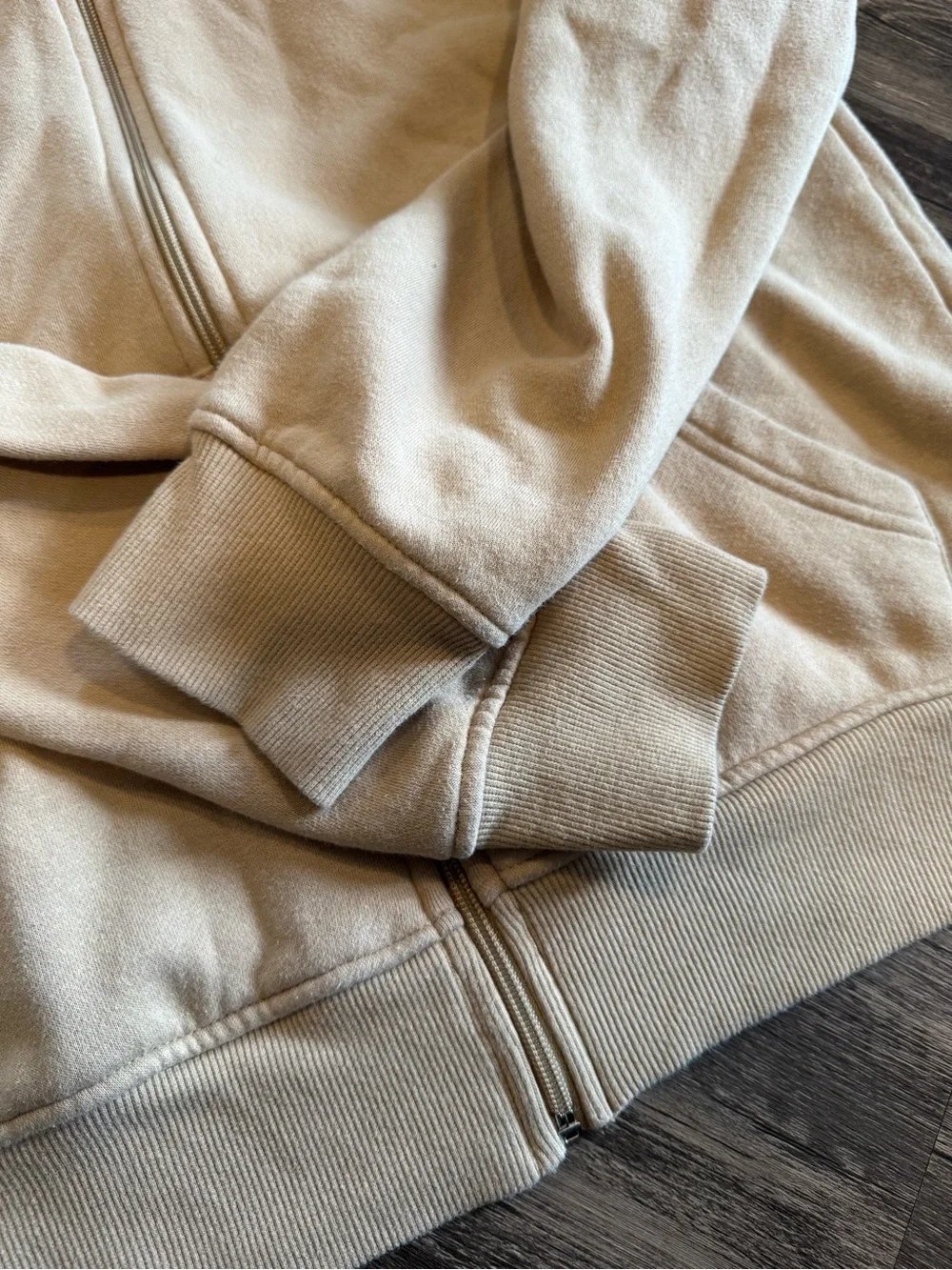 True Religion Beige Full Zip Up Hoodie Sweatshirt Men's M Graphic